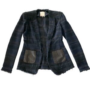Rebecca Taylor Blue & Black Wool Blend Tweed Blazer NWOT